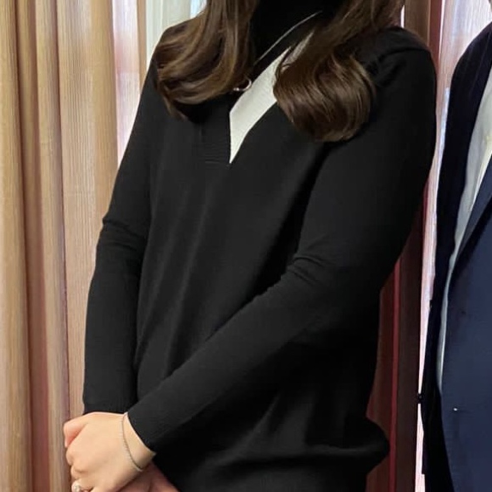 Black and White V-Neck Sweater